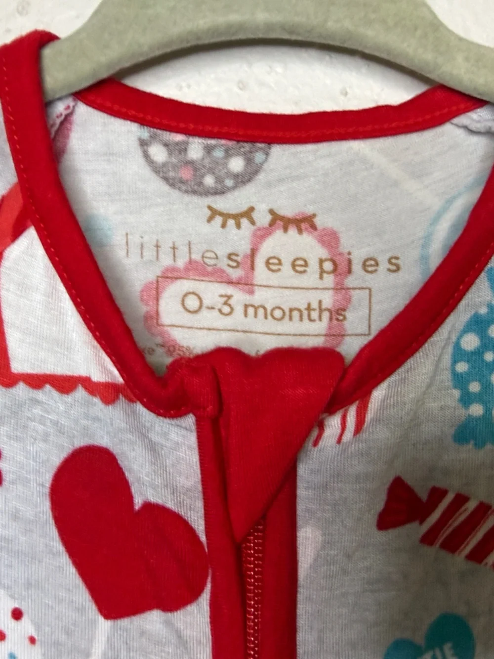 Little Sleepies Red, White & Blue Heart & Candy Print One-Piece